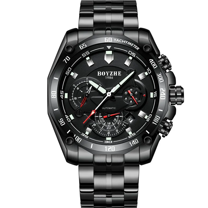 Мужские автоматические механические часы BOYZHE светящиеся Роскошные брендовые