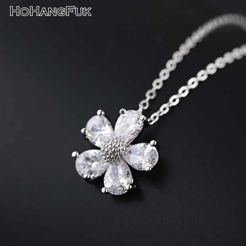 Довольно Блум цветок AAA CZ подвеска Цепочки и ожерелья Для женщин золото Цвет с