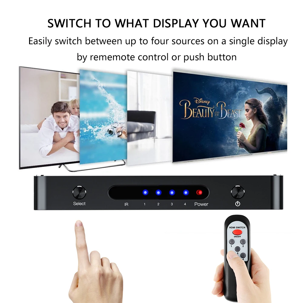 HDMI сплиттер Aikexin 4x1 переключатель 2 0 коммутатор 4 в 1 выход 4K x K/60Hz HDCP HDR для XBOX 360 PS3 PS4
