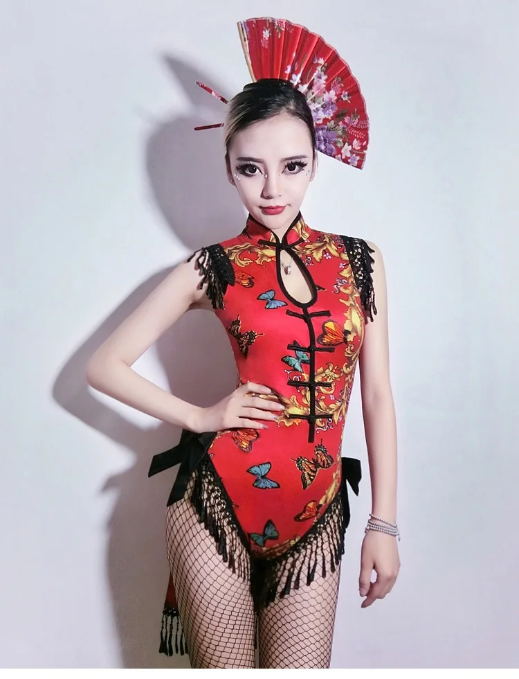 Костюмы для косплея DJ певица Ретро Cheongsam Cos платье бар DS гейши производительность пикантная танцевальная ночной клуб Gogo костюм, SC27