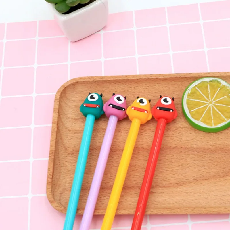 4 шт./лот 0 5 мм черный милый Монокуляр Монстер гелевые ручки материал Канцтовары