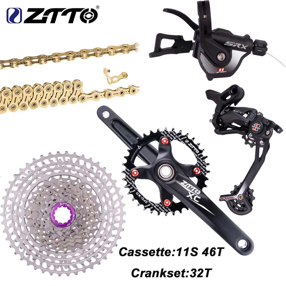 ZTTO Ultralight 11 скоростей набор переключателей переключатель шатун Золотая цепь 11-46 т Серебряная кассета группа набор VS M8000 M7000 - Цвет: 32T-46T SLR2 Silver