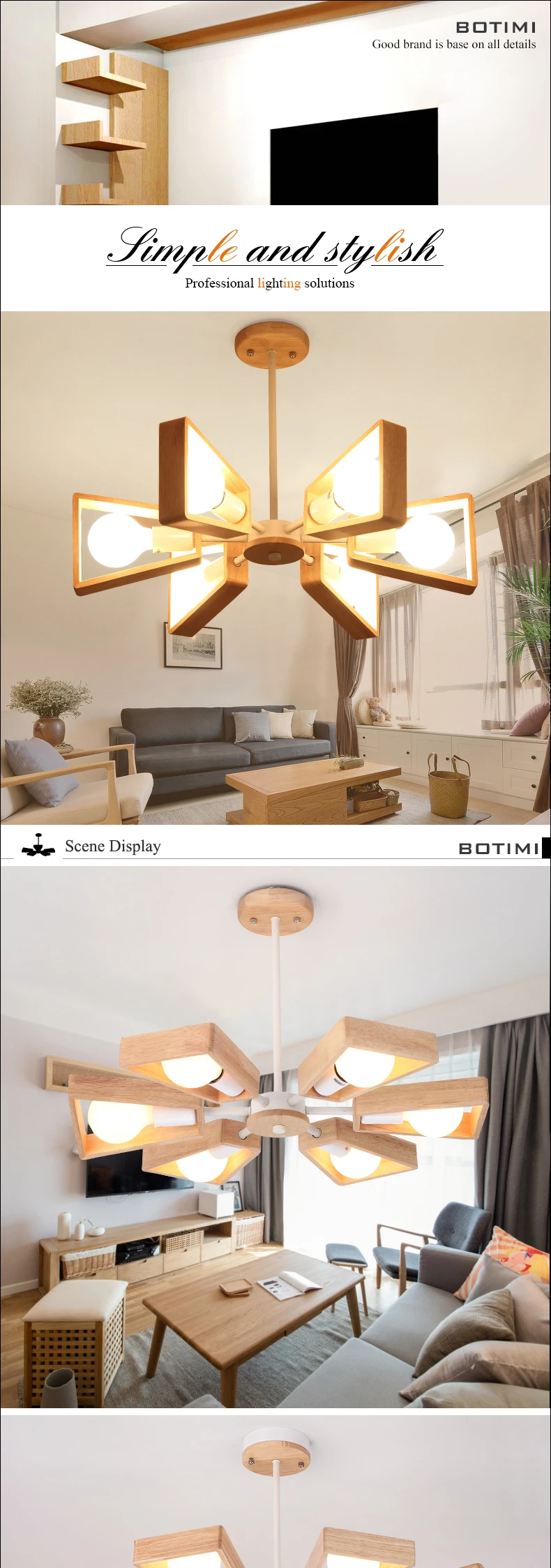 BOTIMI Lustre деревянная люстра Lustres para sala de jantar E27 светодиодный регулируемый подвесной светильник деревянная столовая осветительная арматура