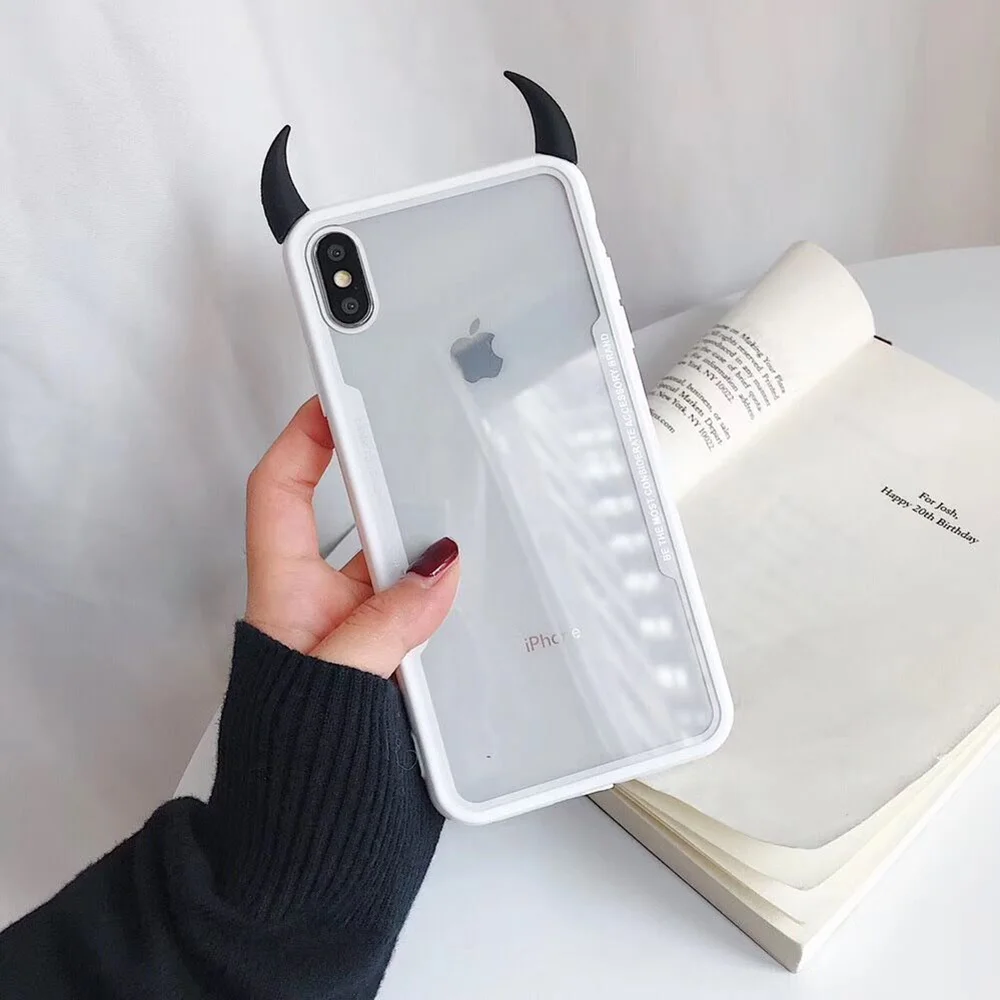 SUYACS Hot Devil Horn Забавный чехол для телефона для iPhone 11 Pro Max 7 8 Plus X XS MAX XR 6 6S акриловый прозрачный мягкий чехол на заднюю панель телефона