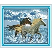 everlasting love running horses chinese cross stitch kits ecological cotton stamped 14 11ct diy gift wedding decoration for home