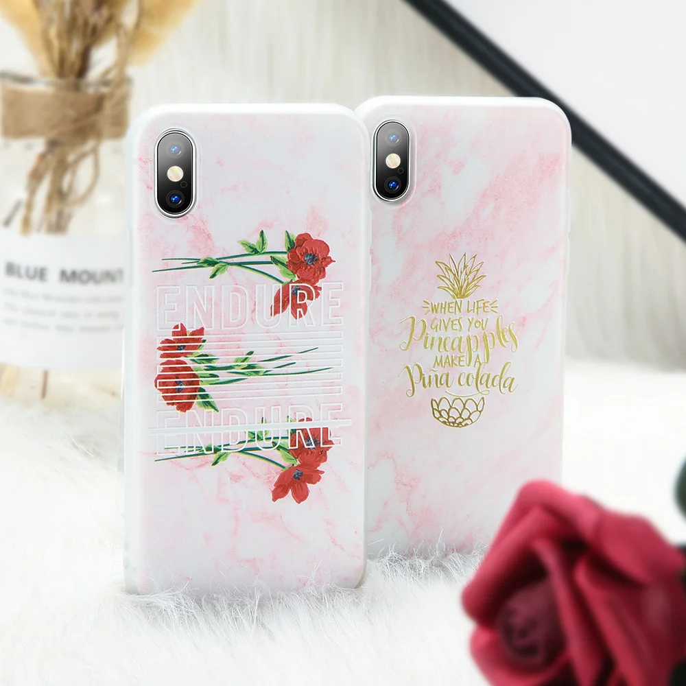 KISSCASE Marble TPU Phone Case For iPhone 7 8 6s 6 Plus Colorful Soft Silicon Iphone X XS Max XR Text Embossed Cover |