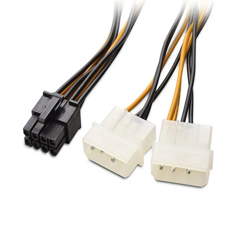 6 дюймов 2 x Кабель преобразователя питания Molex с 4 контактным на 8 контактный PCI Express