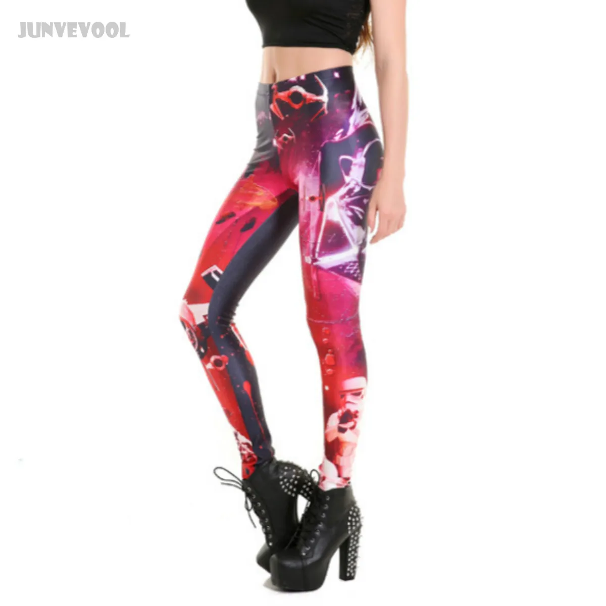 Робот Леггинсы для женщин красные штаны Для Мода Galaxy цифровой печатный Капри