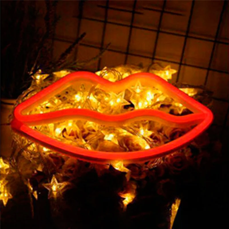 lip shape Креативные домашние декоративные фигурки, украшения, светодиодный светильник, любовные буквы, для гостиной, спальни, свадебные украшения, домашний декор для стен - Цвет: lip shape