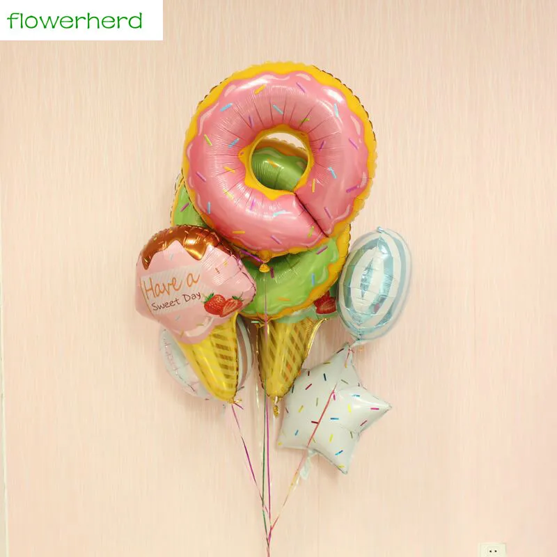 2 шт. пончик алюминиевый пузырь конфеты Мороженое Шар Полосатый десерт украшение