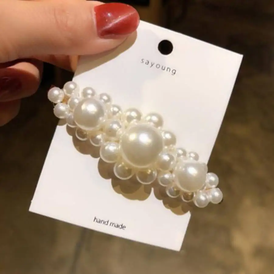 Винтажные заколки для волос с имитацией жемчуга и бантом заколка Пряжка модные