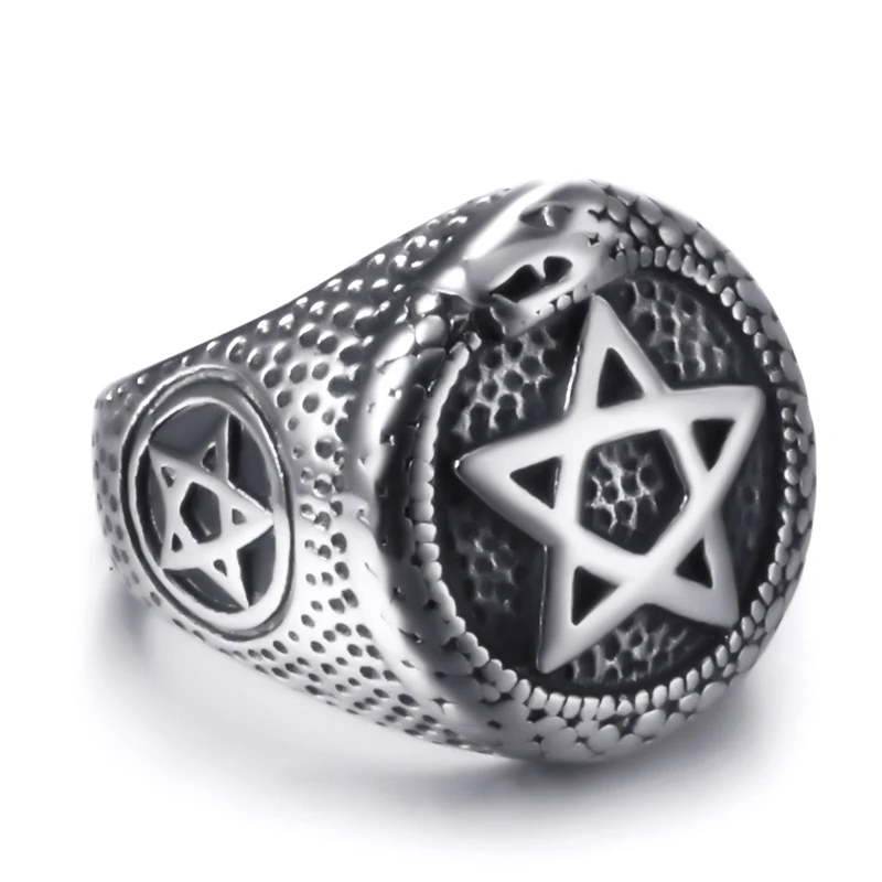 Мужские кольца из нержавеющей стали Ouroboros змеиная кожа, пентаграмма, масонское кольцо