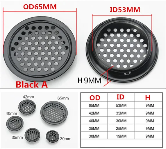 30 шт./лот решетка вентилятора Круглая Решетка вентиляционного отверстия из