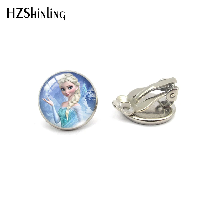 Silver-3 HZSHINLING/Лидер продаж, модные серьги с изображением Эльзы и Анны, кабошон, без пирсинга, лучшие подарки для девочек - Окраска металла: Silver-3
