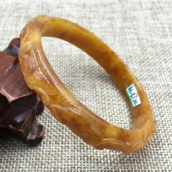 DYY A-5720 винтажный Китайский резной коричневый жадеит нефрит браслет из