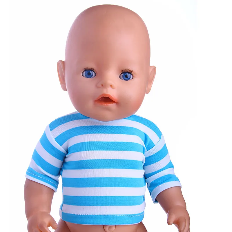

Color Stripe T-Shirt For 18 Inch American&43Cm Baby New Born Doll Our Generation , For Baby Birthday Festival Gift