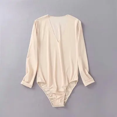 skin Женский сексуальный комбинезон с v-образным вырезом - Цвет: skin