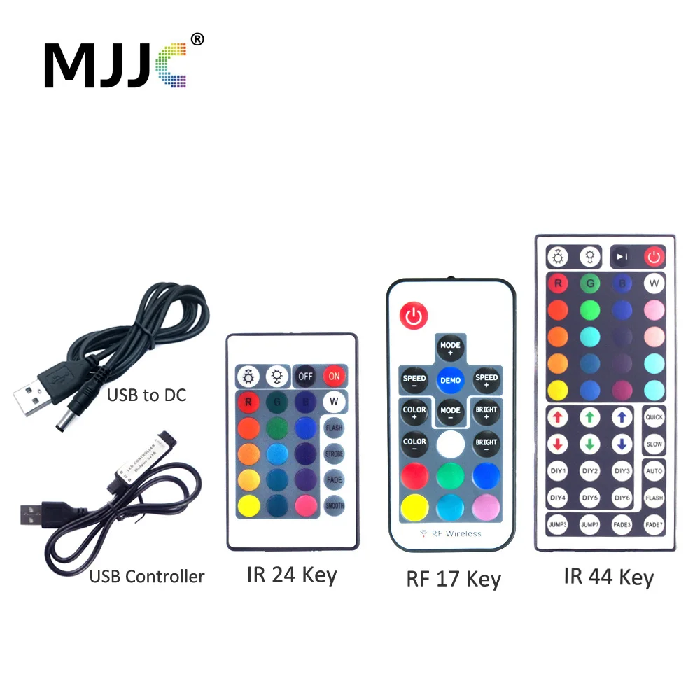 Светодиодный контроллер USB 5V Mini 3 17 44 24 клавиши IR RF RGB Φ инфракрасная для 5050 3528