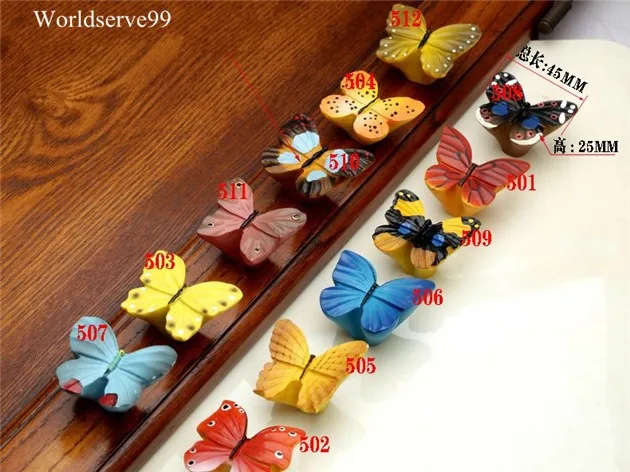 Красочная Смола Ручка в виде бабочки мебельные ручки под одно отверстие мебель шкаф-Гардероб Ручки для дверцы ящика Тянет детской комнаты настенный Декор