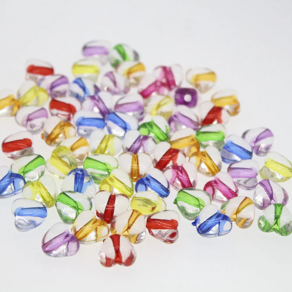 2018 Новые прозрачные акриловые разделительные бусины в форме сердца смешанные 10