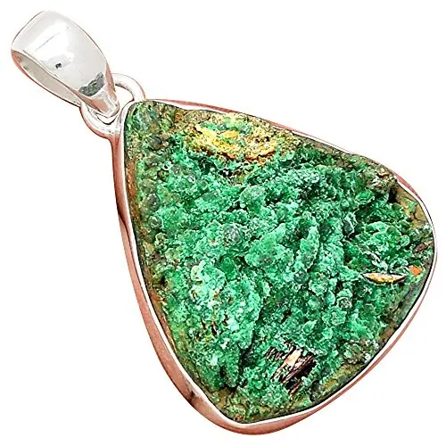 

Lovegem Genuine AUZURITE DRUZY Pendant 925 Sterling Silver, 40.3mm, AP3974