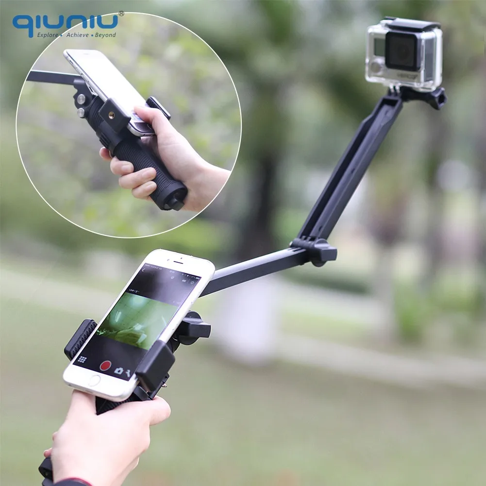QIUNIU APP держатель для мобильного телефона Зажим адаптер крепление аксессуар для GoPro Hero 7 6 5 4 3 камера 3-полосная рукоятка кронштейн штатива