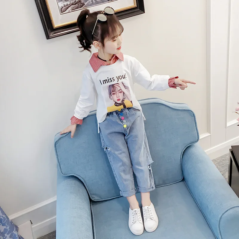 2019 одежда для подростков на девочку из 2 предметов новый комплект одежды