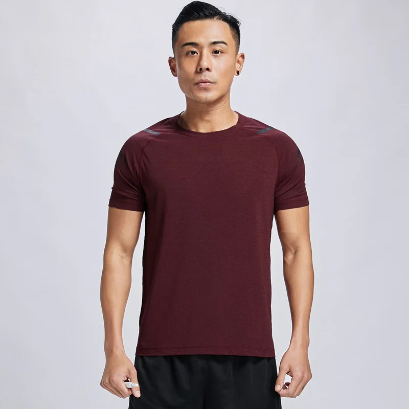 Mens Running T-shirt Воздухопроницаемые Рубашки мужские спортивные компрессионные рубашки с коротким рукавом для бега Летние Фитнес быстросохнущие мужские спортивные тренировочные рубашки - Цвет: Mens Running T-shirt