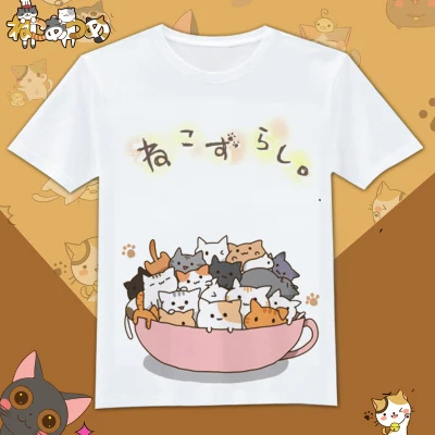 9 Повседневная футболка для девочек с круглым вырезом для Neko Atsume, милые футболки с котами, женские летние футболки с короткими рукавами - Цвет: 9