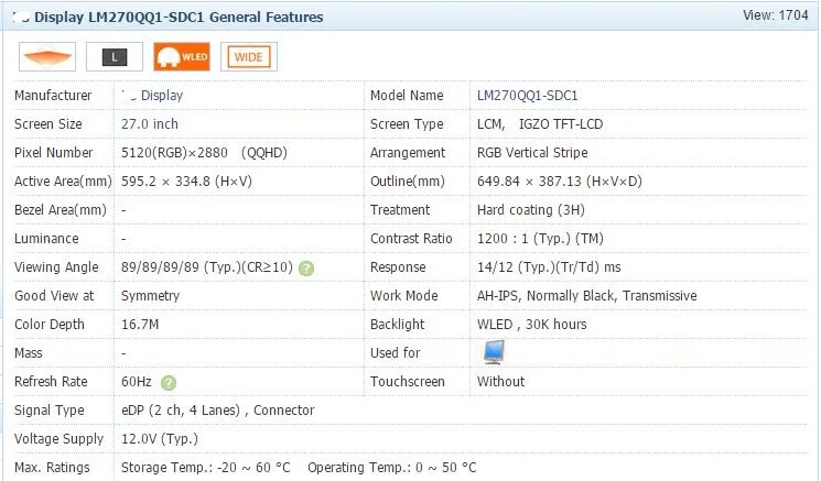 A1419 5K lcd retina экран со стеклом в сборе LM270QQ1 SD C1 661-03255 Для iMac 2" Mid год EMC 3070