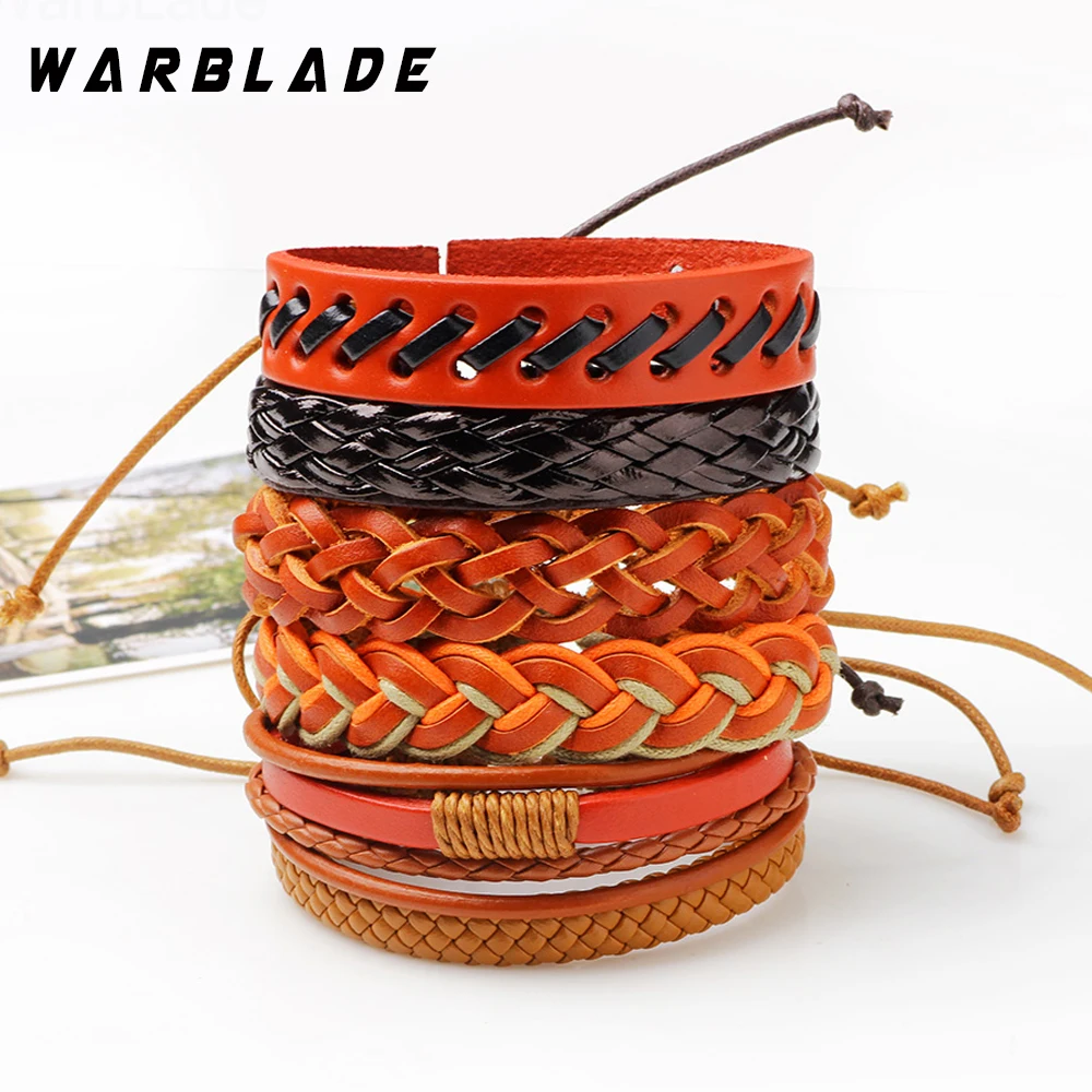 WBL 2018 новые оригинальные винтажные кожаные браслеты многослойный плетеный