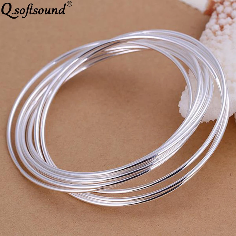 Женские классические браслеты с десятью кольцами перекрестные серебристого