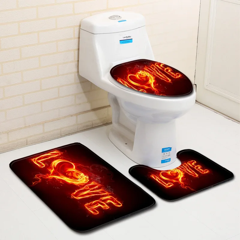 

Набор украшений для ванной комнаты, фланелевые противоскользящие Домашние коврики для туалета, напольные коврики для ванной комнаты