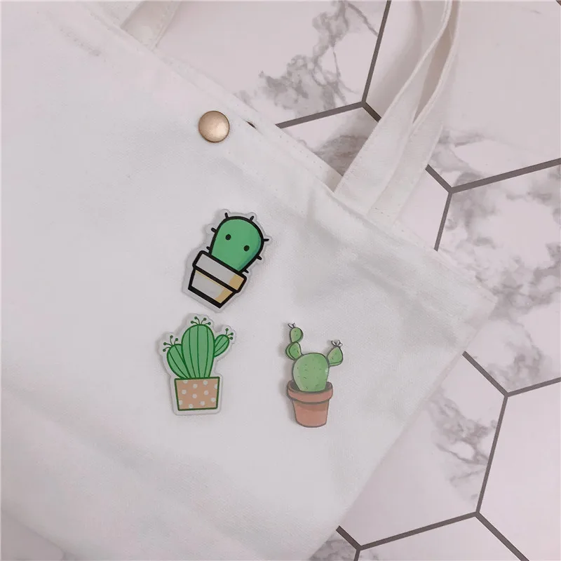 Милые зеленые Броши С КАКТУСОМ для женщин и мужчин корейская мода Harajuku простые