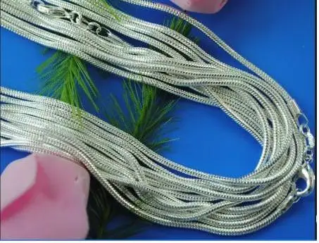 50pcs/lot Wholesale 1.mm Snake Chains nake chain 16&quot 18&quot 20&quot 22&quot 24&quot Silver color Plated Necklace Chain | Украшения и