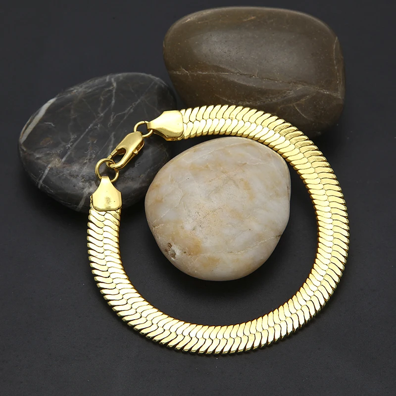 Мужские браслеты серебро золото плоская цепочка из змеиных костей браслет для