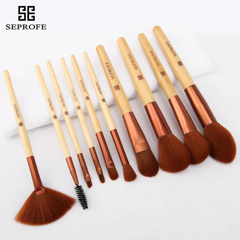 Набор кистей для макияжа с бамбуковой ручкой 10 шт. набор пудра румяна тени век