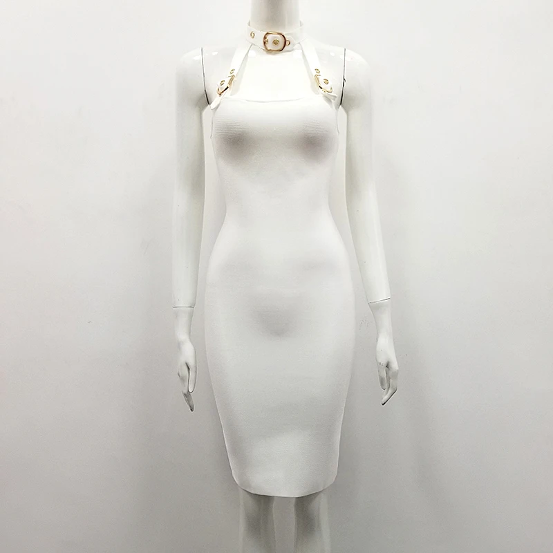 

2018 Hot Sale Sexy Sleeveless Halter Bandage Dress Bodycon Backless Off Shoulder Midi Dresses Celebrity Party Club Vestido HL