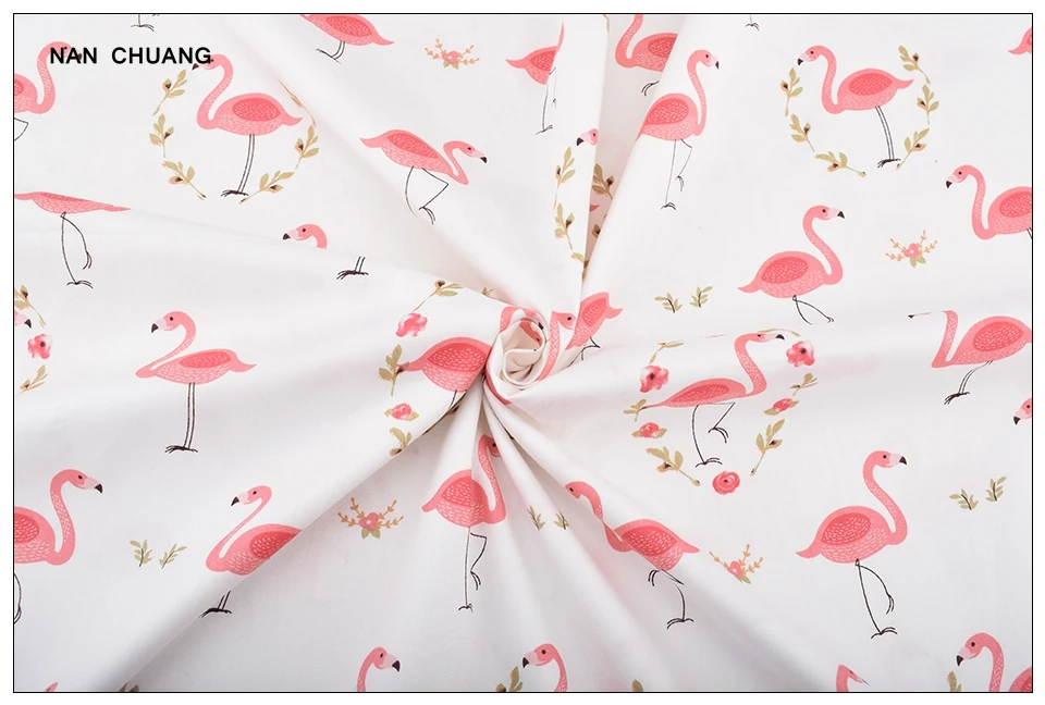 Nanchuang 4 шт./лот Фламинго печати Хлопок Twill Ткань Лоскутная Ткань для DIY Швейные и стежки сумки материал для скрапбукинга 20x25 см