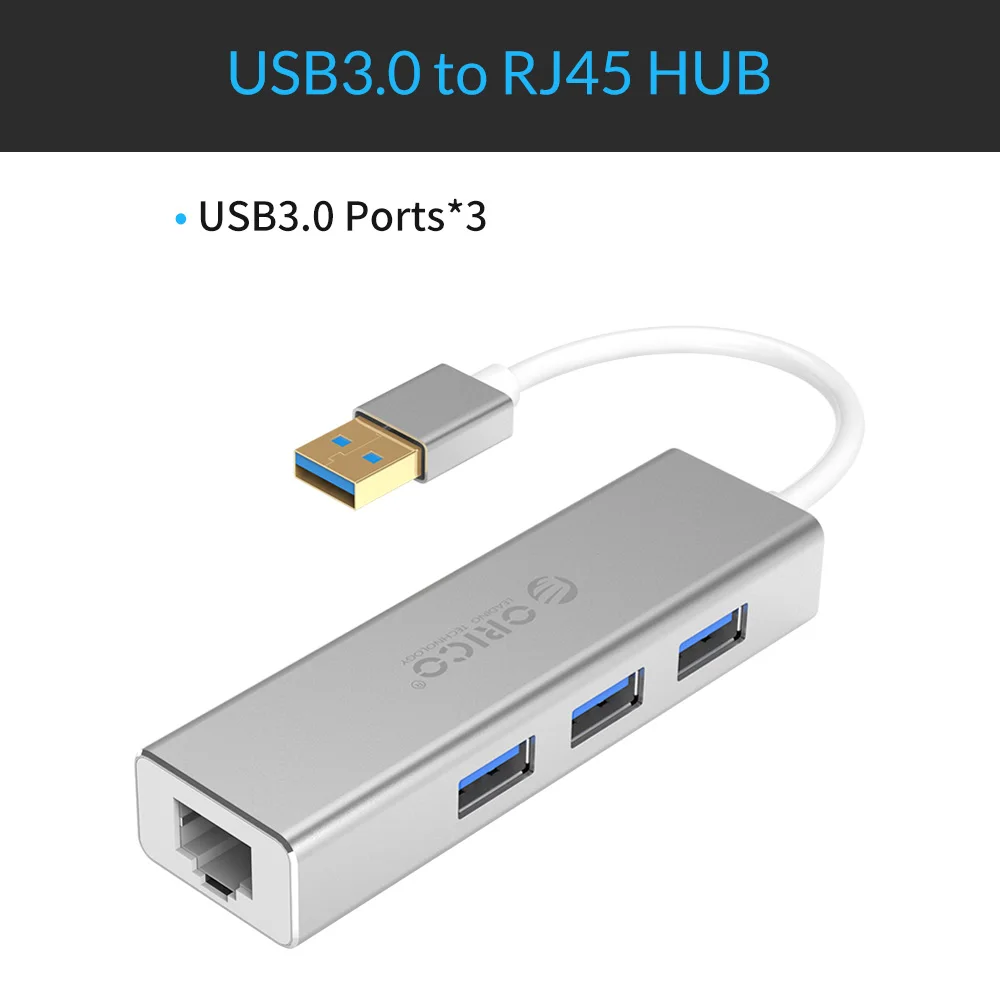 ORICO USB Ethernet Тип C к RJ45 концентратор для ноутбука мобильного телефона Алюминиевый сплав Ethernet адаптер сетевой карты USB Lan - Цвет: XD-U31-SV