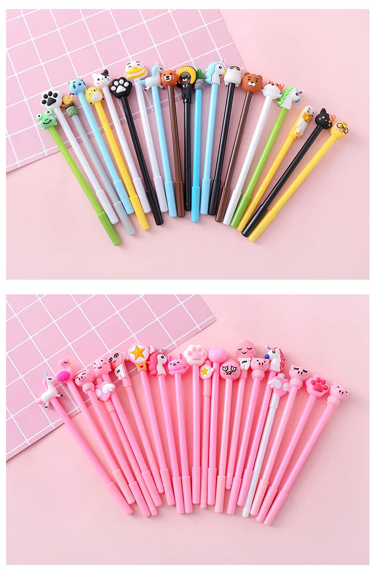 20 шт./компл. милый мультфильм стоимость пакет ручка с колпачком Kawaii 0,5 мм черные чернила ручки офисные школьные принадлежности гелевые ручки материал Escolar