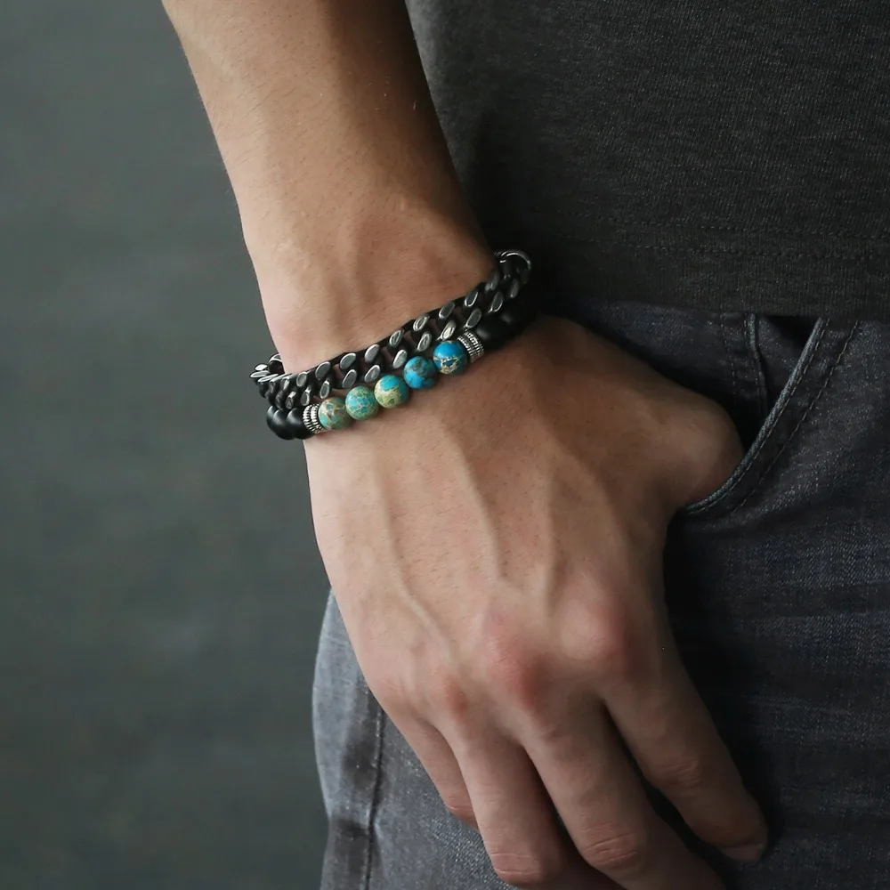 8 мм черные стеклянные бусы браслеты для мужчин и женщин натуральный