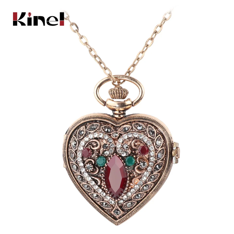 Kinel Турецкая Подвеска Ожерелье Love Heart красные карманные часы для женщин свитер