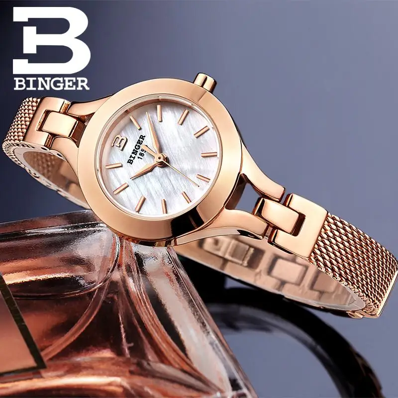 Швейцарские женские часы Binger модные класса люкс кварцевые сапфировые полностью