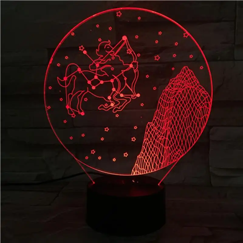 Sagittarius 3D лампа ночник светодиодный многоцветный вспышка рождественские подарки для детей Guardian Star Jupiter Patron ST Zeus