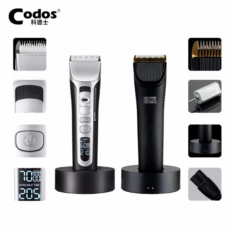 

Codos CHC-968 Professional Hair Clipper Hair Trimmer Titanium Ceramic Blade Electric Hair Cutting Machine LCD Display 100-240V