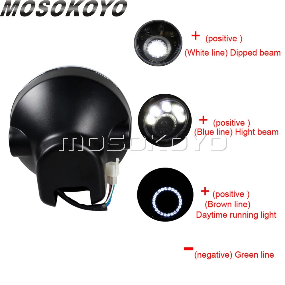 Светодиодный светильник 7 дюймовый круглый для мотоцикла E Mark E4 E24 бега Harley Cafe Racer