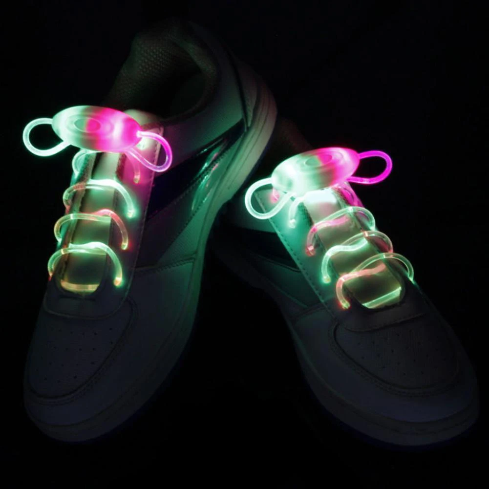 Hot LED Flash Luminous Shoelace Light Up Glow Round Strap Shoe Laces Party Decor Shoestrings Lazy No Tie Shoeslace 11 Colors
