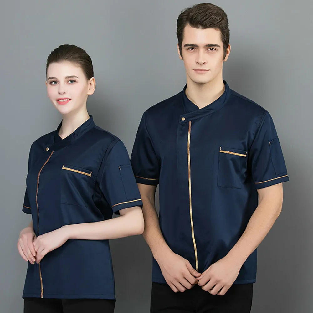 Chef Uniform Short Sleeve Phnom Penh Cook Jacket Summer Restaurant Hotel Barbers Work Shirt Unisex Wholesale Estampar El Nombre