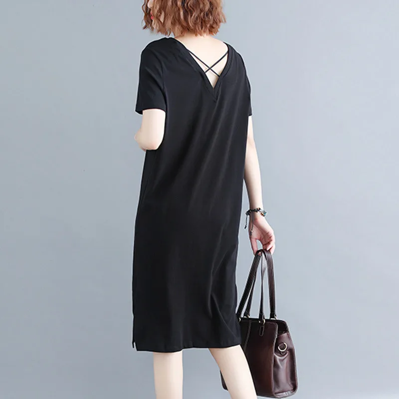 2019 плюс Размеры Для женщин летнее платье футболка женские с короткими рукавами